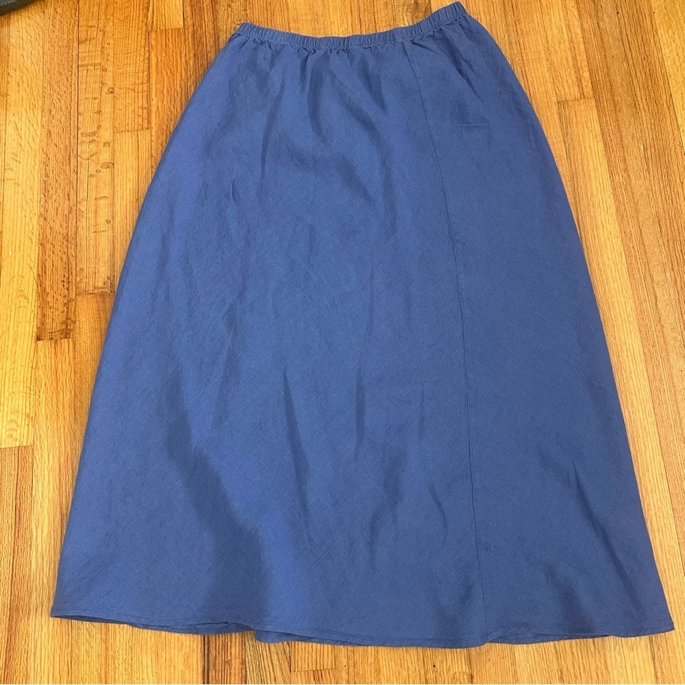 The J. Peterman Company Women's Blue 100% Linen skirt Size L (n) - Picture 3 of 9